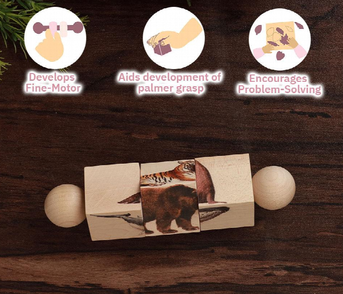 Rotating Mammals Educational Natural Wooden Puzzles for Kids - Zoom Image 3