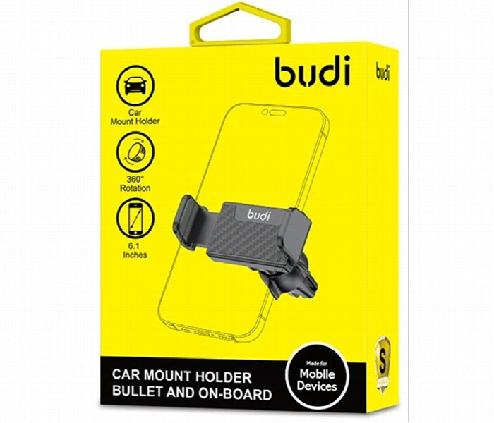 Car Mount Vent Holder For Mobile Phone Universal 360 Rotating Black Budi - Zoom Image 1