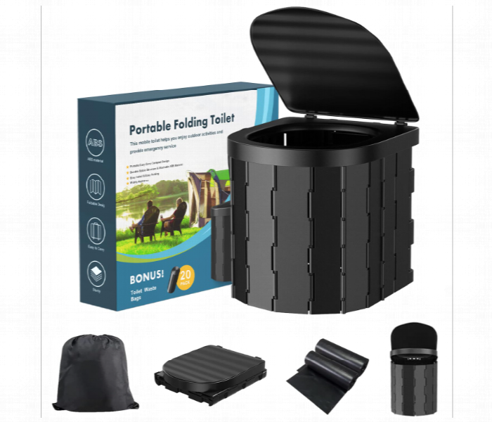 Portable Folding Outdoor Toilet with PU Padding and Easily Foldable - Zoom Image