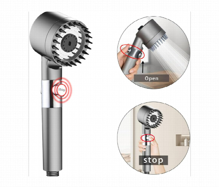 Turbo 3 Spray Mode Detachable Spray Gun Mode with Pause Switch for Dry Hair and Skin high pressure shower heads - Zoom Image