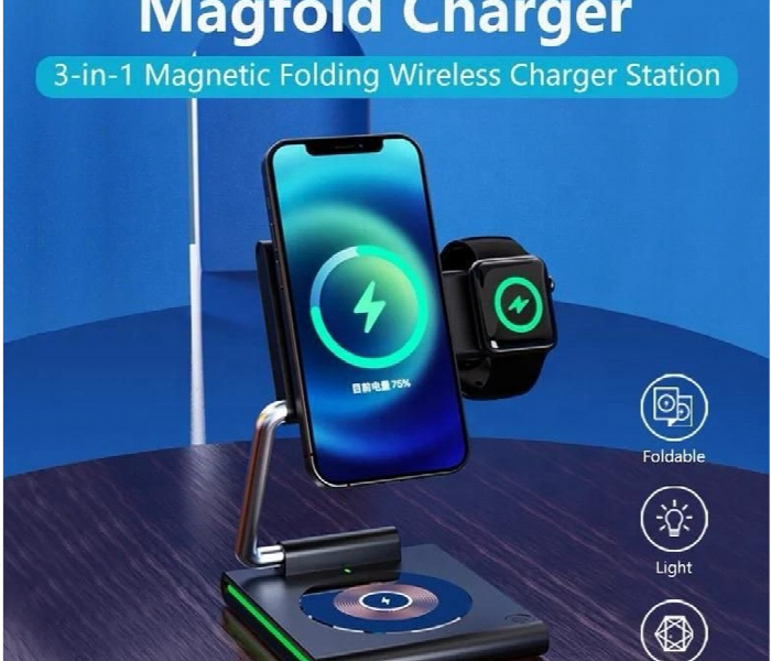 3 in1 Wireless Charger Foldable magnetic suction convenient - Zoom Image 2