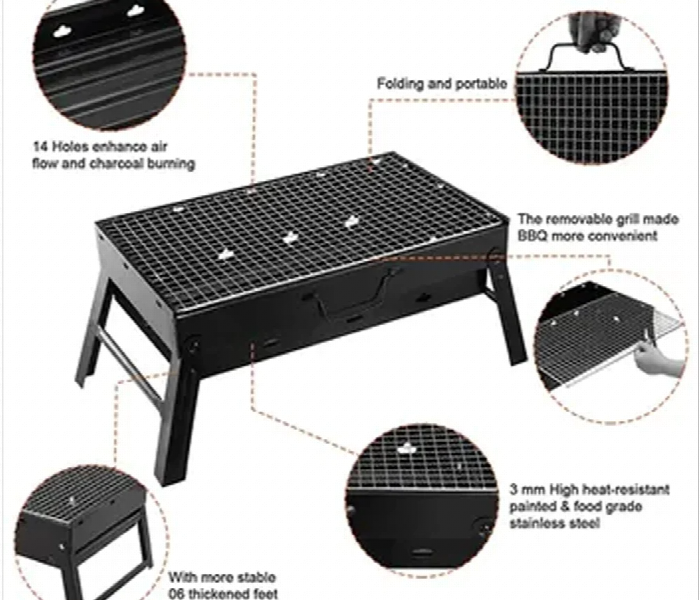 Portable BBQ Charcoal Grill Black - Zoom Image 3