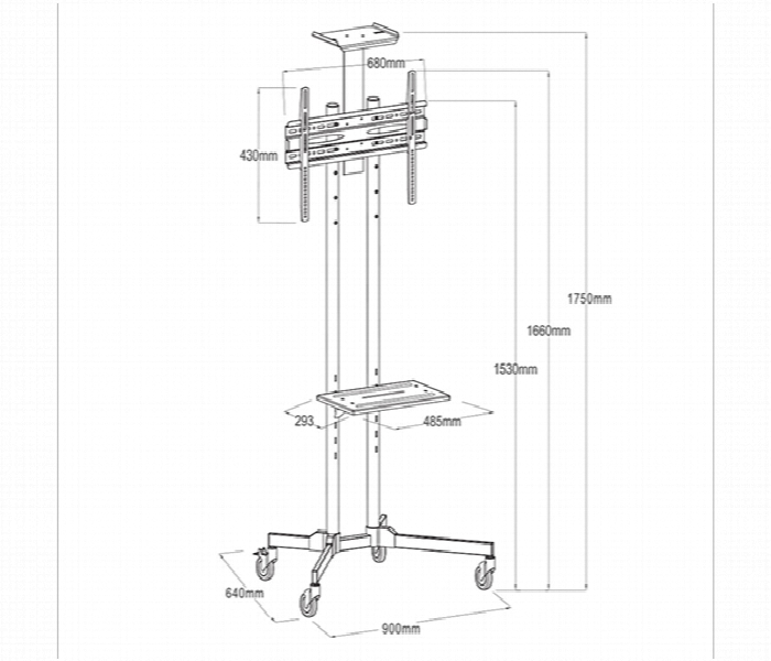 Skill Tech DG 60B FS 32 to 70 Inch 50KG VESA 600x400 TV Floor Stand Trolley Mobile Cart - Zoom Image 2