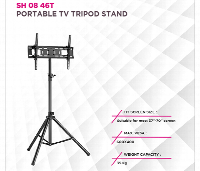 Skill Tech SH08 46T 37 to 70 Inch Tilting TV Mount with Portable Tripod Stand - Zoom Image 2