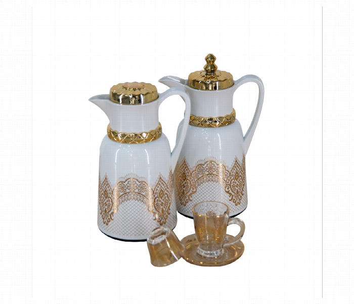 Flask Set 2Pcs White Gold Design FK13 C - Zoom Image