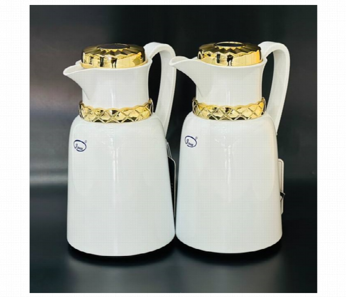 Flask Set 2Pcs Plain White Gold FK14 WHG - Zoom Image