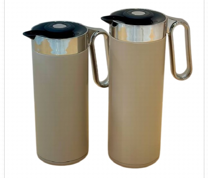 Flask Set 2Pcs Classic Beige Silver FK23 BES - Zoom Image