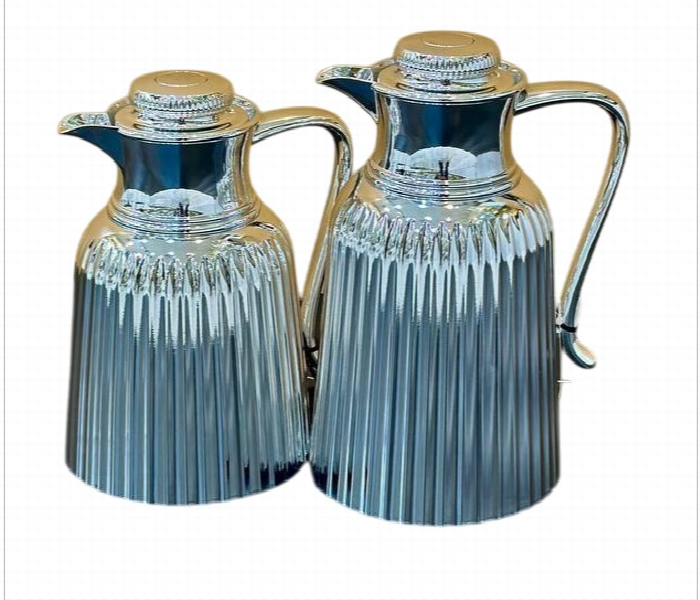 Flask Set of 2 Full Silver Linear Body FK25 S - Zoom Image