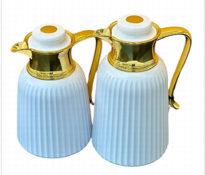 Flask Set of 2 Linear Body White Gold FK25 WHG - Zoom Image