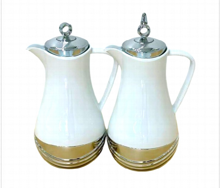 Flask Set of 2 New White Silver FK52 WHS - Zoom Image