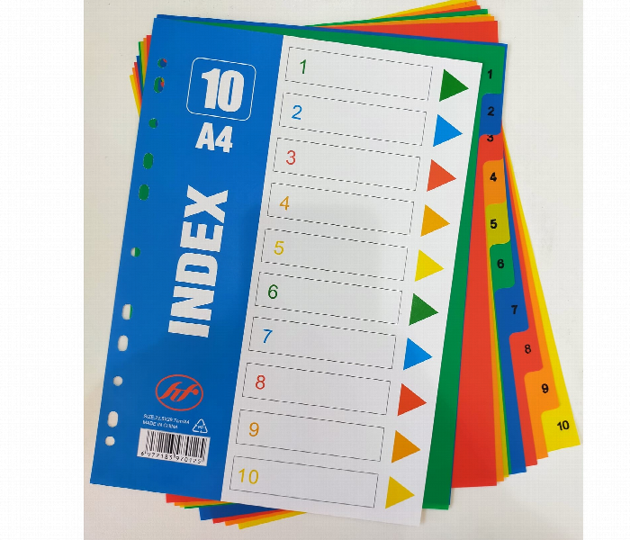 A4 Index File Divider 1 to 10 Colours for Organizing Documents - Zoom Image