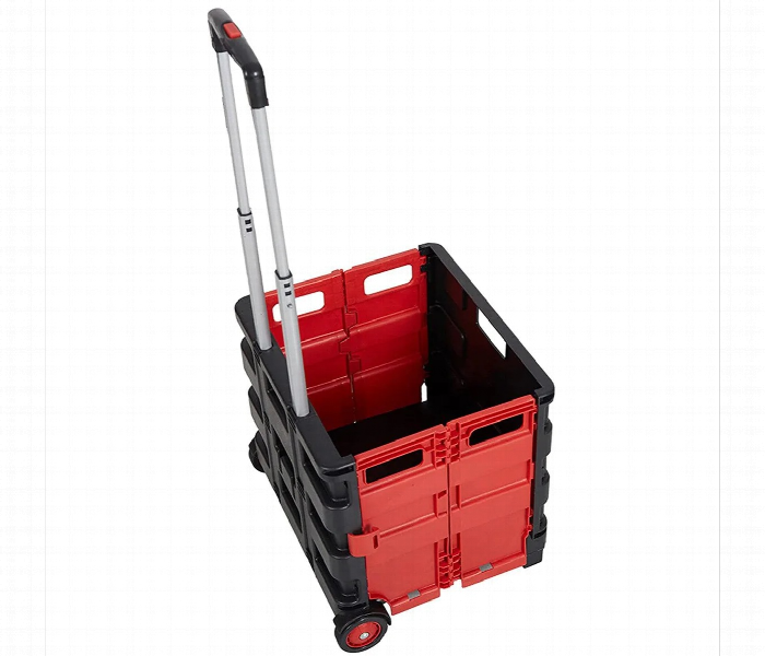 Foldable Utility Cart Shopping Trolley Handcart With Secure Lid Wheels For Camping And Moving Storage Basket For Grocery - Zoom Image 2