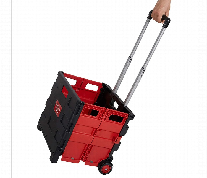 Foldable Utility Cart Shopping Trolley Handcart With Secure Lid Wheels For Camping And Moving Storage Basket For Grocery - Zoom Image 3