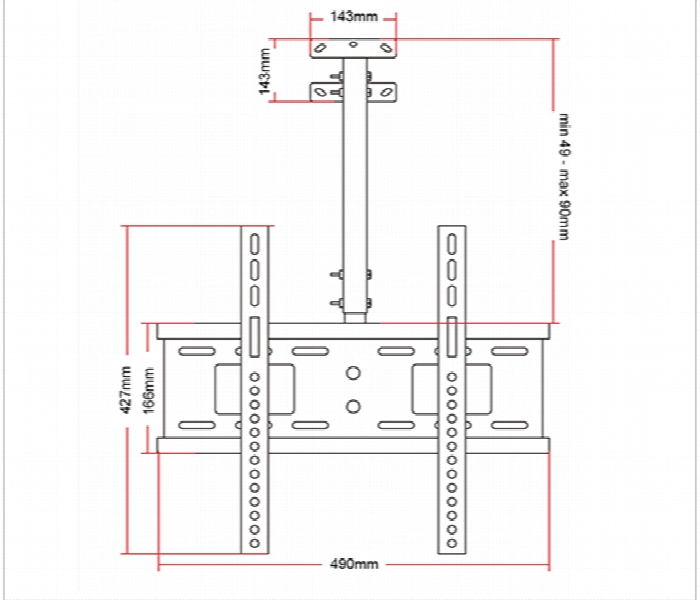 Skill Tech CB 02 Telescopic TV Ceiling Mount 20 to 65 Inch 30KG VESA 400x400 - Zoom Image 2