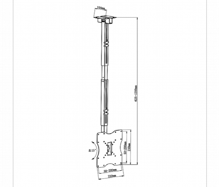 Skill Tech SH 22C Telescopic TV Ceiling Mount 17 to 43 Inch 25KG VESA 200x200 - Zoom Image 2