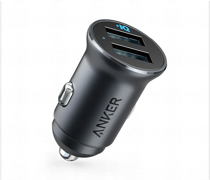 Anker Car Charger PowerDrive 2 Alloy Metal Mini with 24W Dual Port USB Charger A2727 - Zoom Image 1