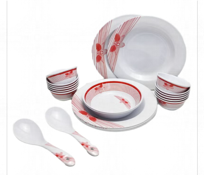 Royal Mark 22 Piece Melamine Ware Dinner Set Red and White - Zoom Image