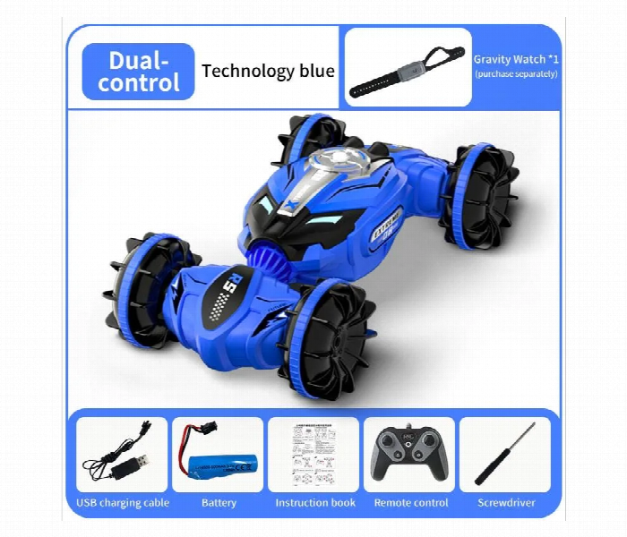 Remote Control Dual Amphibious Car Kids Toys Blue - Zoom Image