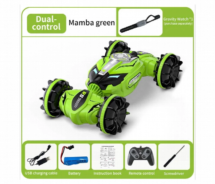 Remote Control Dual Amphibious Car Kids Toys Green - Zoom Image