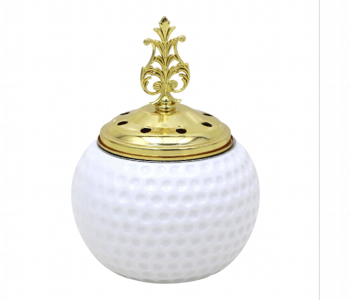 INCENSE BURNER ROUND WHITE GOLD L2576 - Zoom Image