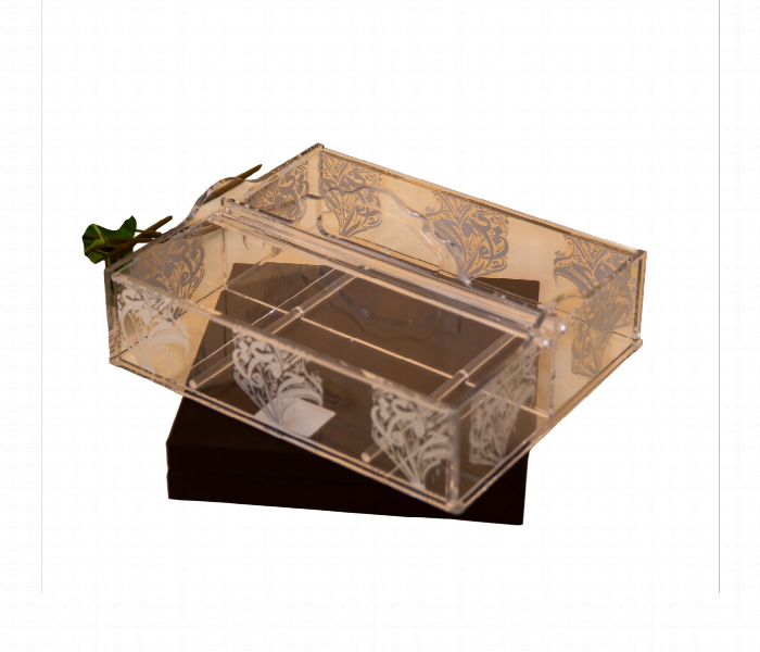 Acrylic Cutlery Box Double Silver Arabic AC025S - Zoom Image