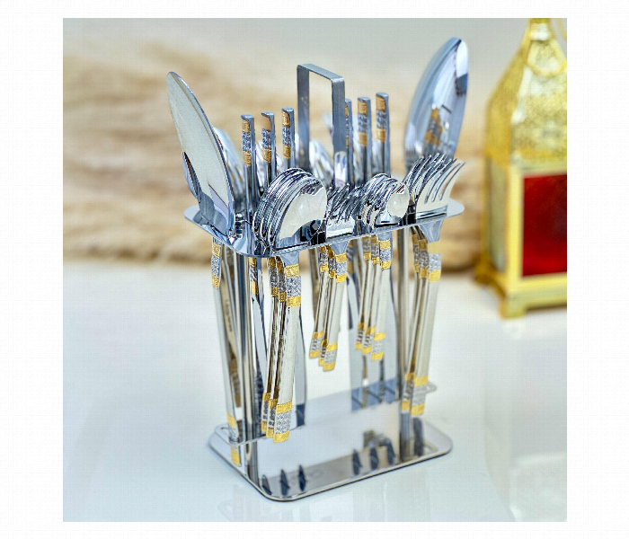 Cutlery Set 32pcs New Design Steel Gold D582SG - Zoom Image