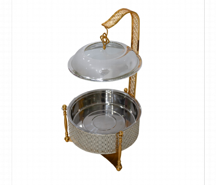 Chafing Dish Round 8L Full Silver Gold - Zoom Image