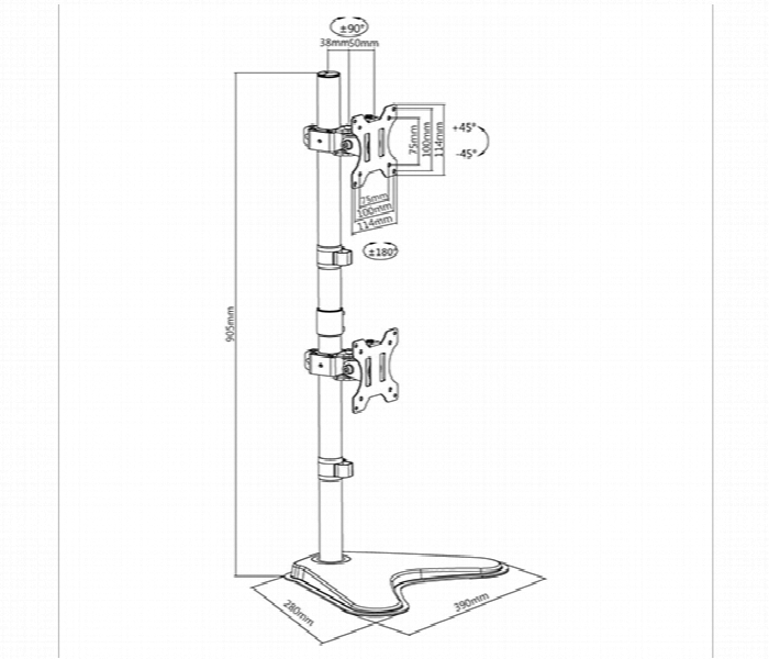 SKILL TECH SH 120 T02V Vertical Dual Monitor Steel Articulating Desktop Mount 13 to 34 Inch - Zoom Image 2