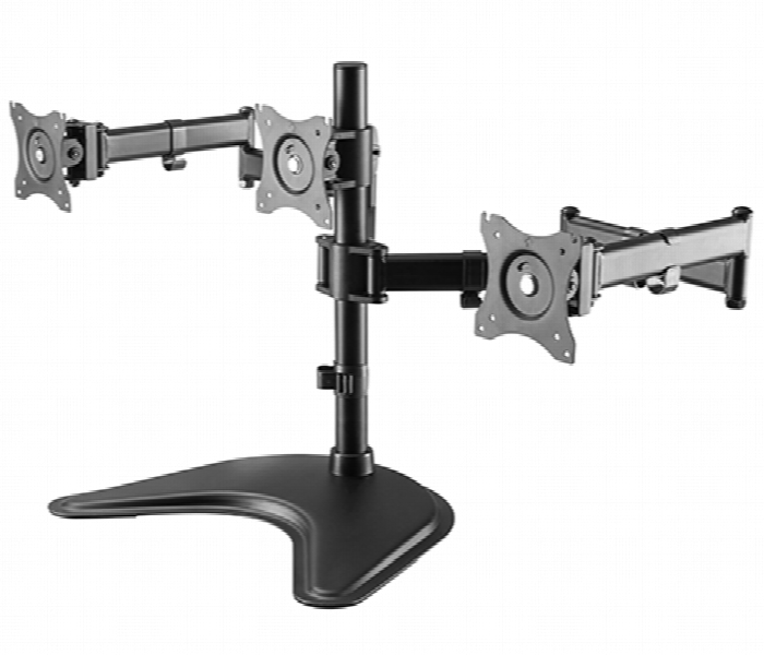 SKILL TECH SH 070 T036 Single Pole Triple Monitor Aluminium Articulating Mount 13 to 27 Inch - Zoom Image 1