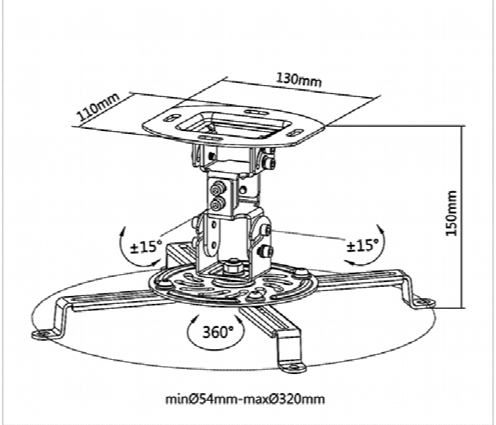 SKILL TECH SH 11P Heavy Duty Projector Ceiling Mount For Pitched Or Flat Ceiling - Zoom Image 2