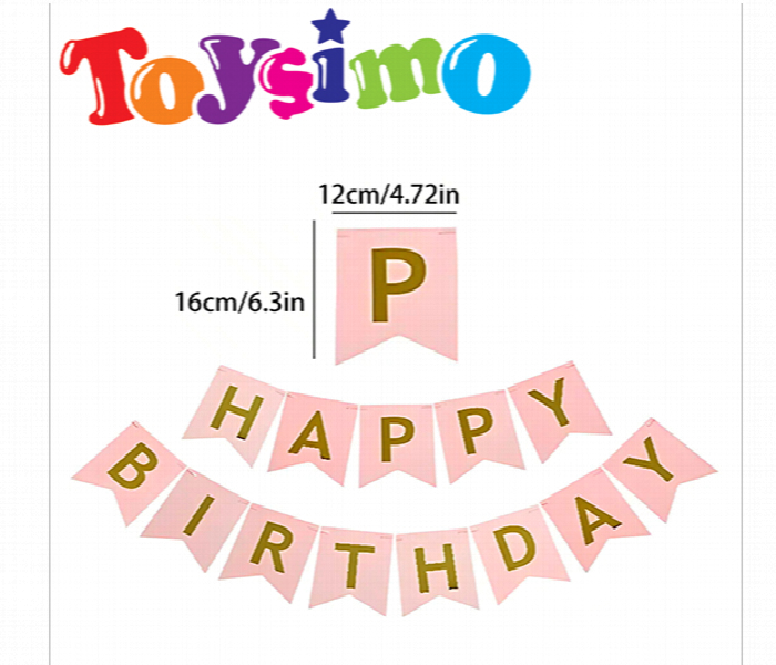 13pcs Happy Birthday Pink Color Flag - Zoom Image