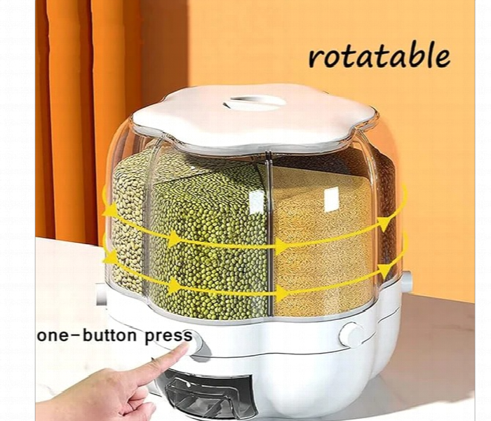 Rotating Food Bucket Transparent Rice Storage Container - Zoom Image 1