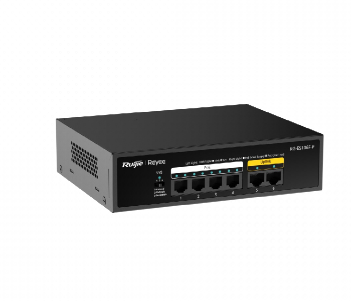 RG ES106F P 6 Port 10 100 Mbps Unmanaged PoE Switch - Zoom Image 2