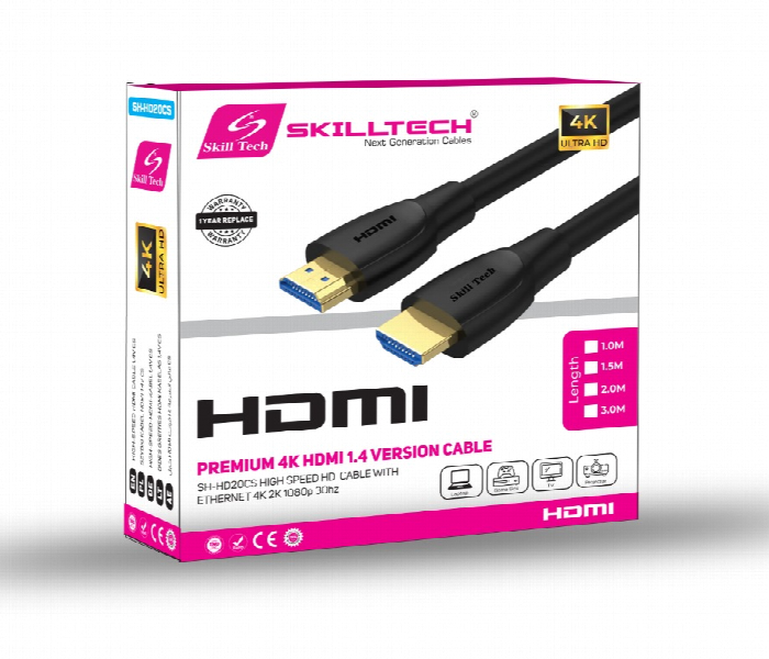 Skill Tech SH HD20CS 003M HDMI Cable 3M 1.4v 10.2Gbps Gold Plated 4K 2K 1080P - Zoom Image