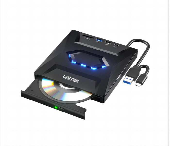 Unitek 5 in 1 External Optical CD And DVD Drive with USB Hub - Zoom Image 1