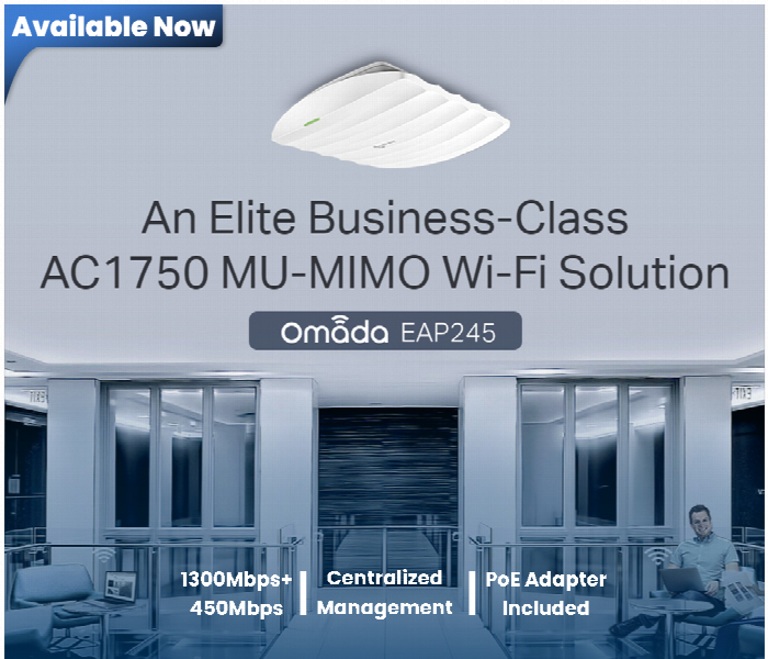 Tp Link Omada Eap245 Ac1750 Wireless Mu Mimo Gigabit Ceiling Mount Access Point - Zoom Image