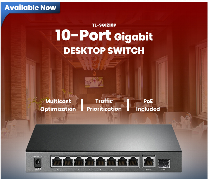 Tp Link Tl Sg1210P 10 Port Gigabit Desktop Switch With 8 Port Poe - Zoom Image
