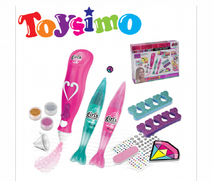 Nail Painting Set With 2 Pens Little Girls To Design And Decorate - Zoom Image