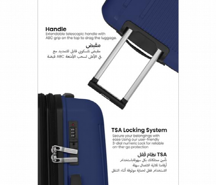 Trekova 3 Pieces Pp Luggage Trolley Set Blue - Zoom Image 2