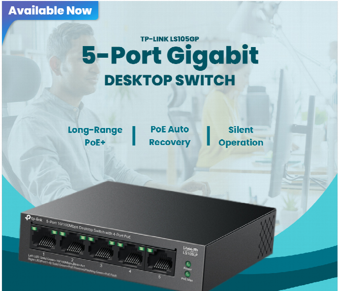 Tp Link Ls105Lp 5 Port 10 100 Mbps Desktop Poe Switch - Zoom Image