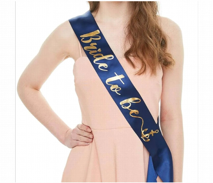 Bride To Be Sash Navy Blue And Gold - Zoom Image