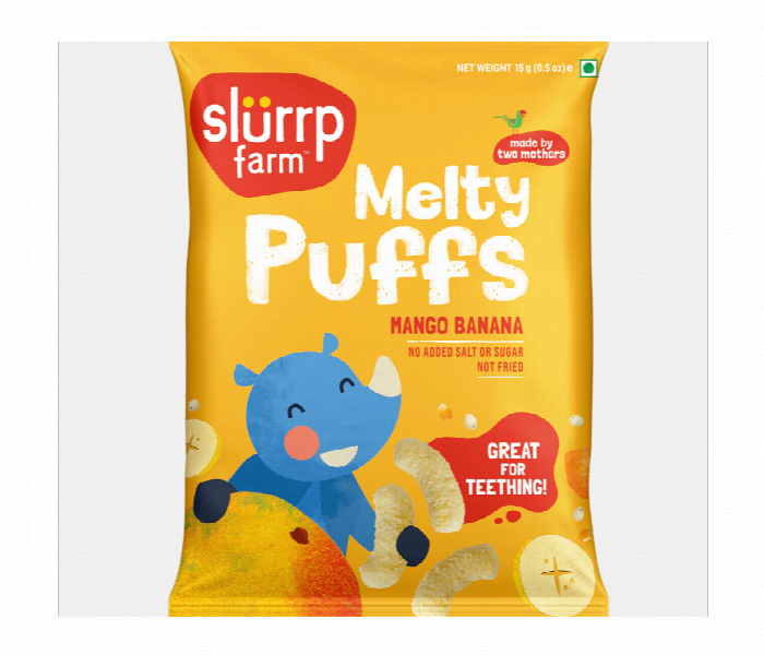 Slurrp Farm Teething Millet Puffs  Mango And Banana Flavour 15G - Zoom Image 1