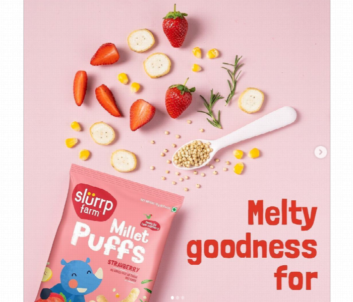 Slurrp Farm Teething Millet Puffs  Strawberry Flavour 15G - Zoom Image 3