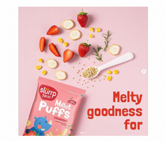 Slurrp Farm Teething Puffs Combo  Mango Banana And Strawberry 6 X 15G - Zoom Image 3
