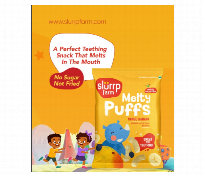 Slurrp Farm Teething Puffs Combo  Mango Banana And Strawberry 6 X 15G - Zoom Image 4