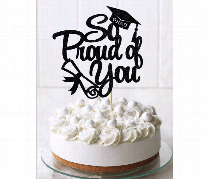 Black Color So Proud Of You Cake Topper - Zoom Image