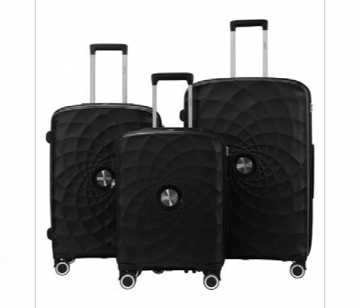 Lightweight 3 Piece Polypropylene Luggage Set Black - Zoom Image 1