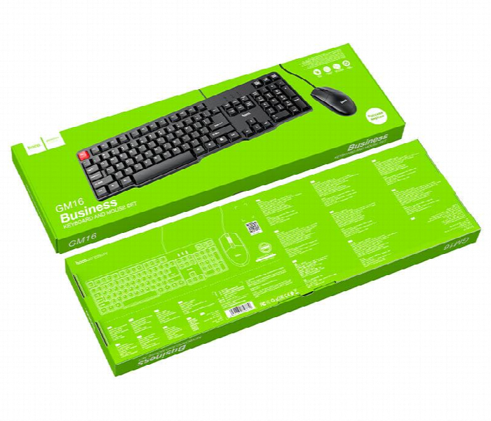 Hoco Wired Black Keyboard Mouse Gm16 - Zoom Image