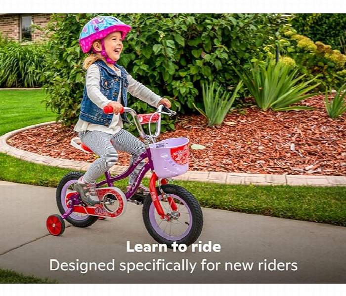 Schwinn Elm 16 Wheel Girls Kids Bike With Stabilisers Age 5 Plus Purple Red - Zoom Image 2