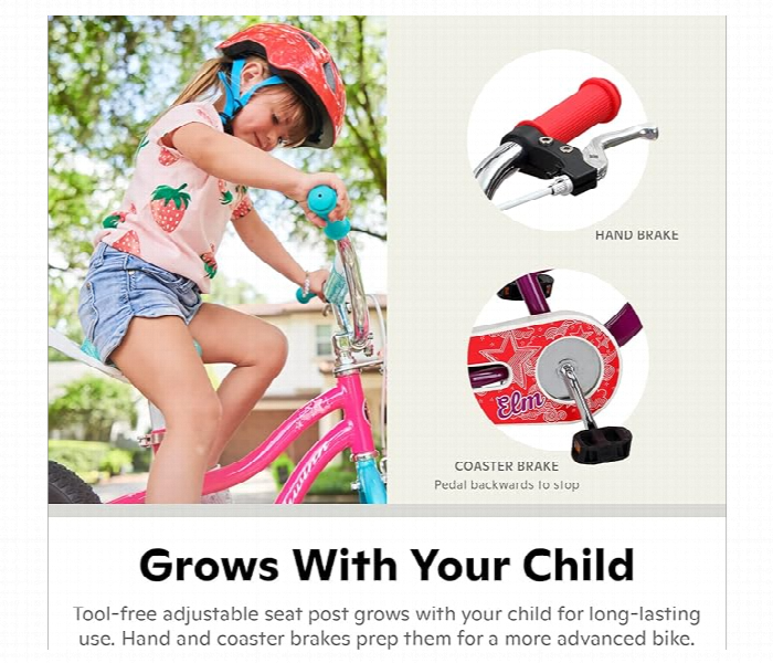 Schwinn Elm 16 Wheel Girls Kids Bike With Stabilisers Age 5 Plus Purple Red - Zoom Image 4